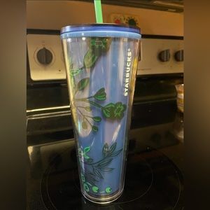 Starbucks Blue Floral Tumblr